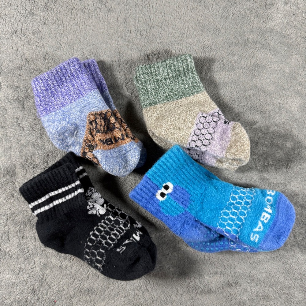 Bombas Ankle Socks Toddler Size Multicolor Excellent Sesame Street Grippers